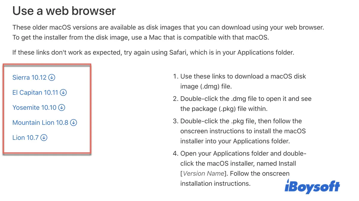 Télécharger des fichiers dmg macOS sur Windows