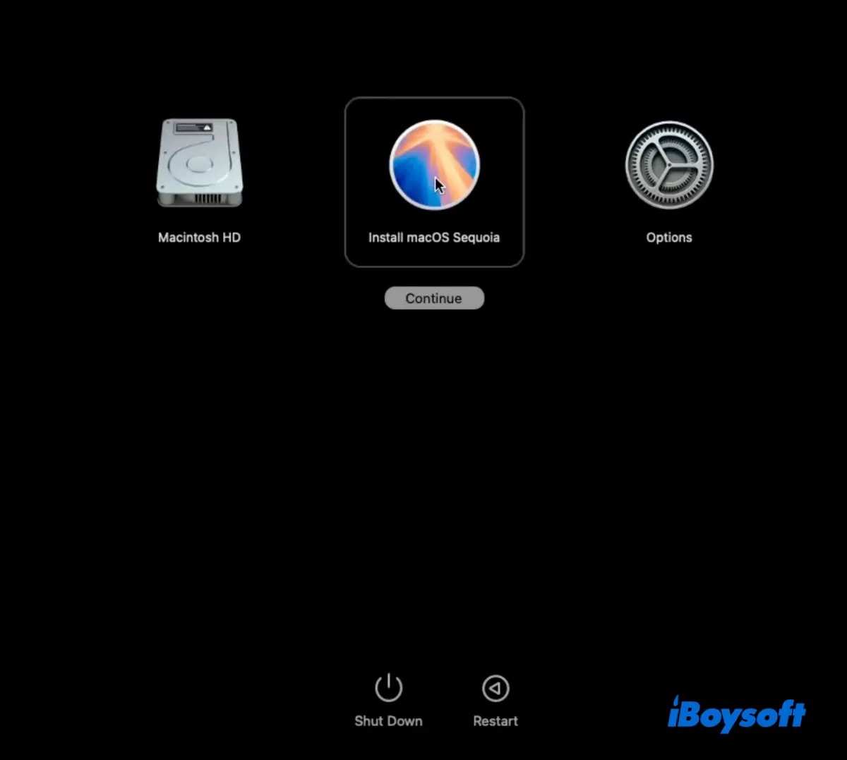 Boot from the macOS Sequoia bootable installer
