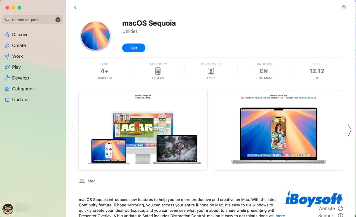 Download macOS Sequoia na App Store