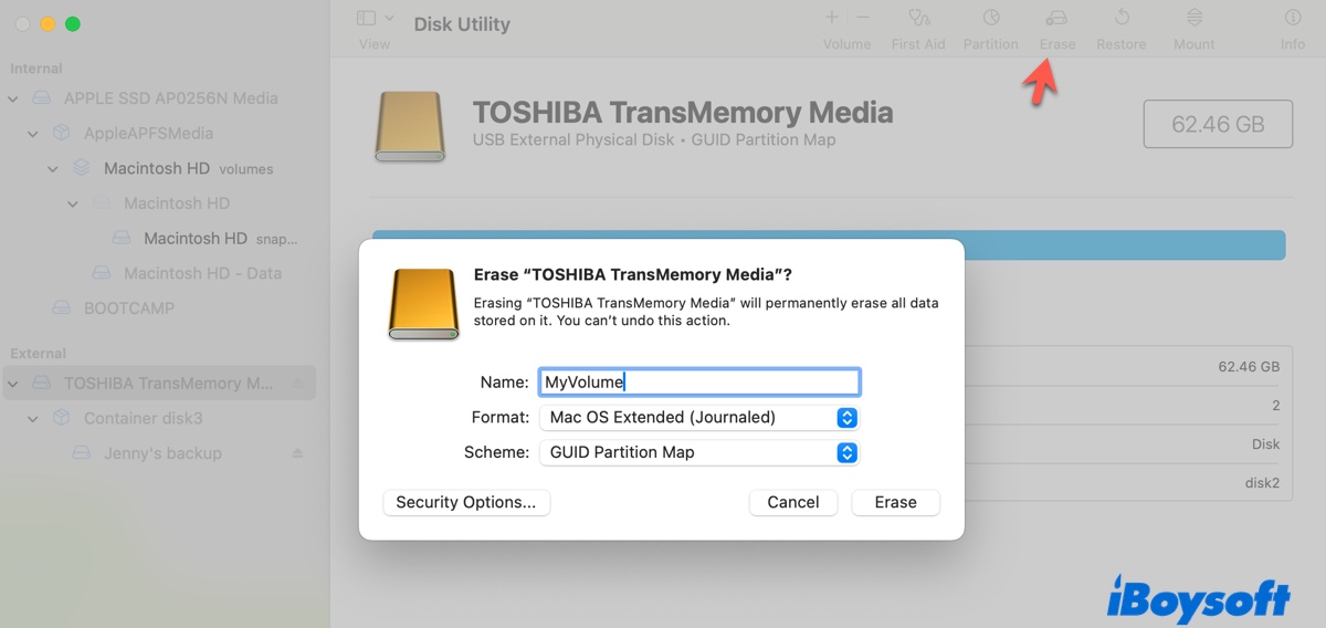 macOS Sequoia用のブート可能なUSBドライブをフォーマット