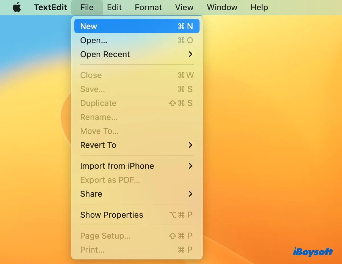 Create a new file on Mac using TextEdit