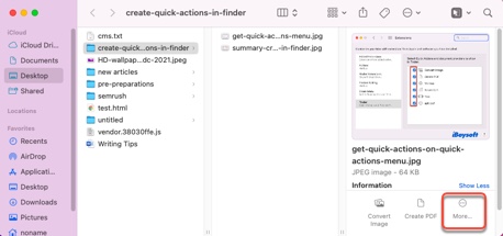 How to get Quick Actions in Finder via the Quick Actions menu