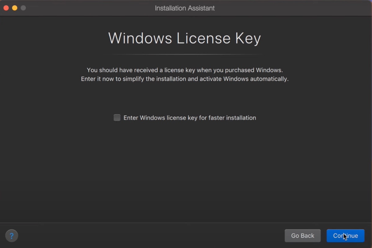 Skip Windows license key