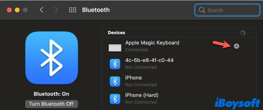 disconnect wireless keyboard on Mac