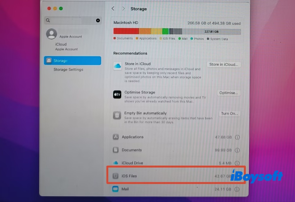 Check iOS files size on mac