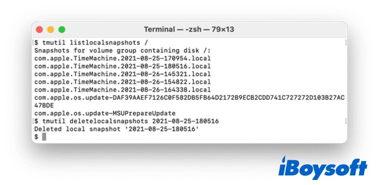 delete Time Machine snapshots in Terminal