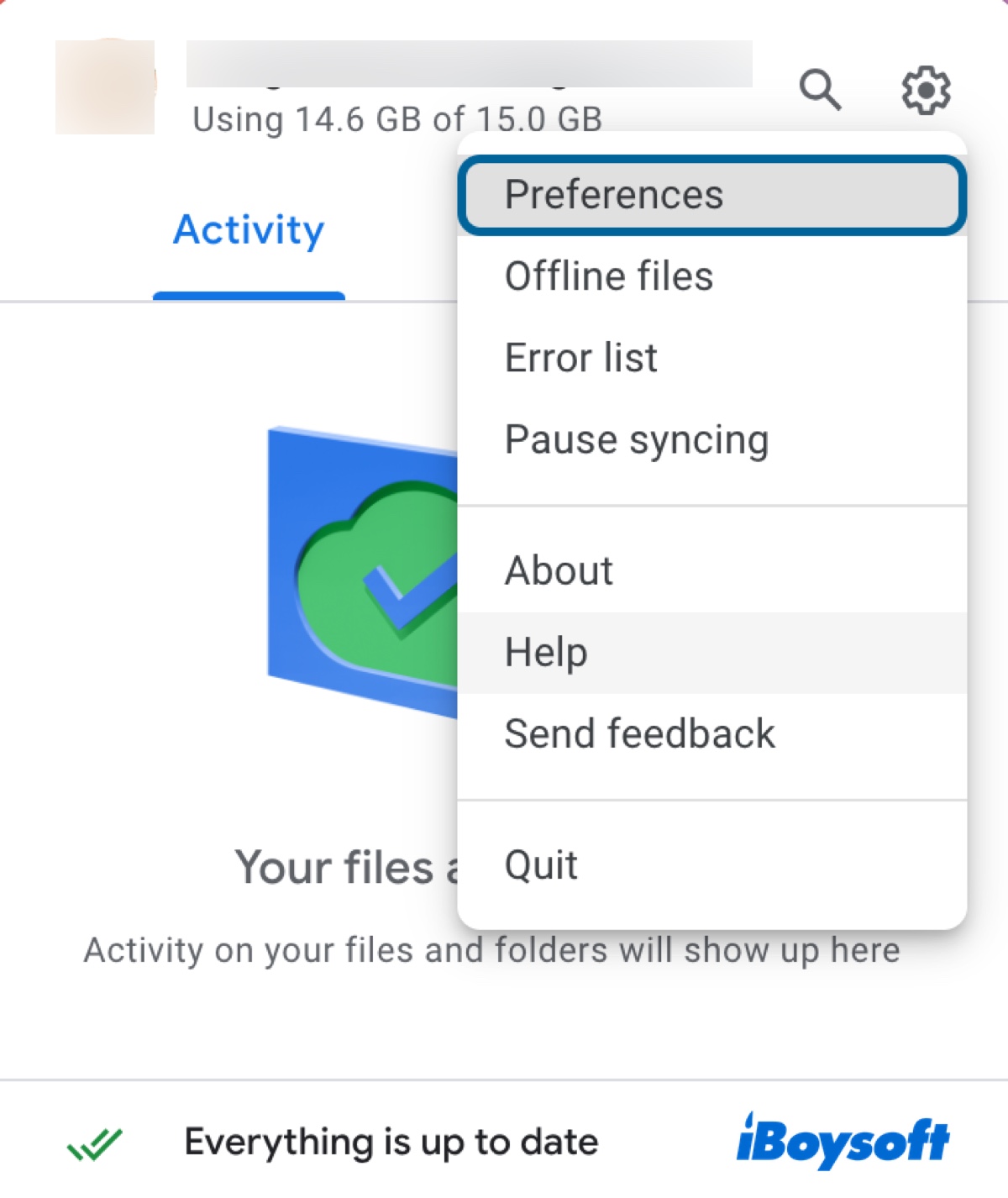 Open Google Drive preferences