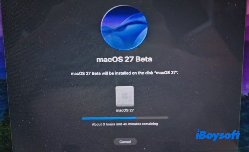 Installing macOS 27 beta on a separate volume