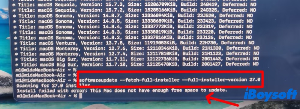 No enough space on my M1 Mac to install macOS 27 beta
