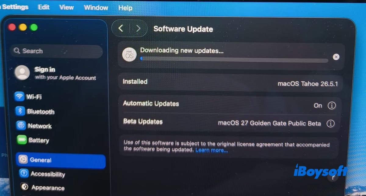 Install macOS 27 beta summary