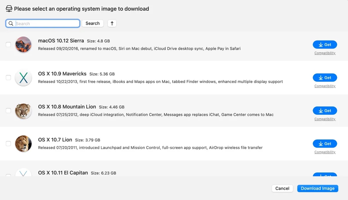 Download old Mac OS DMG