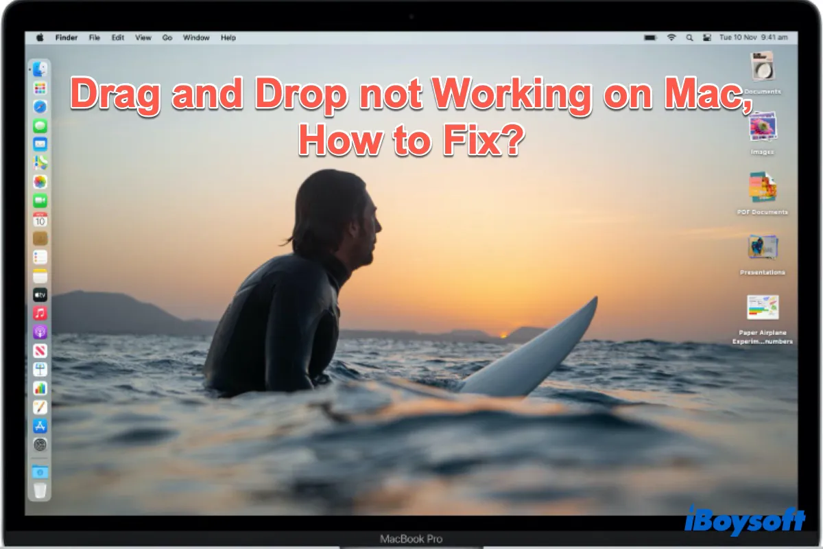 drag and drop not working on Mac