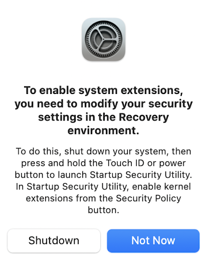 enable system extension M1 Mac recovery mode
