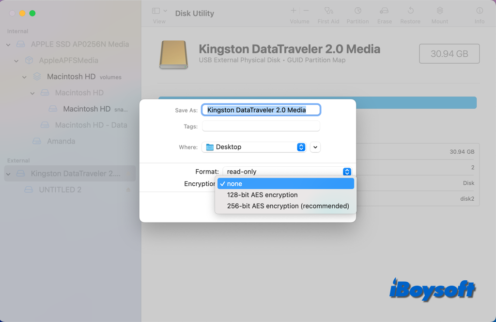 create a disk image with encryption