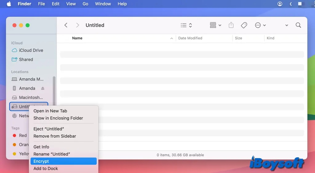 encrypt drive in finder