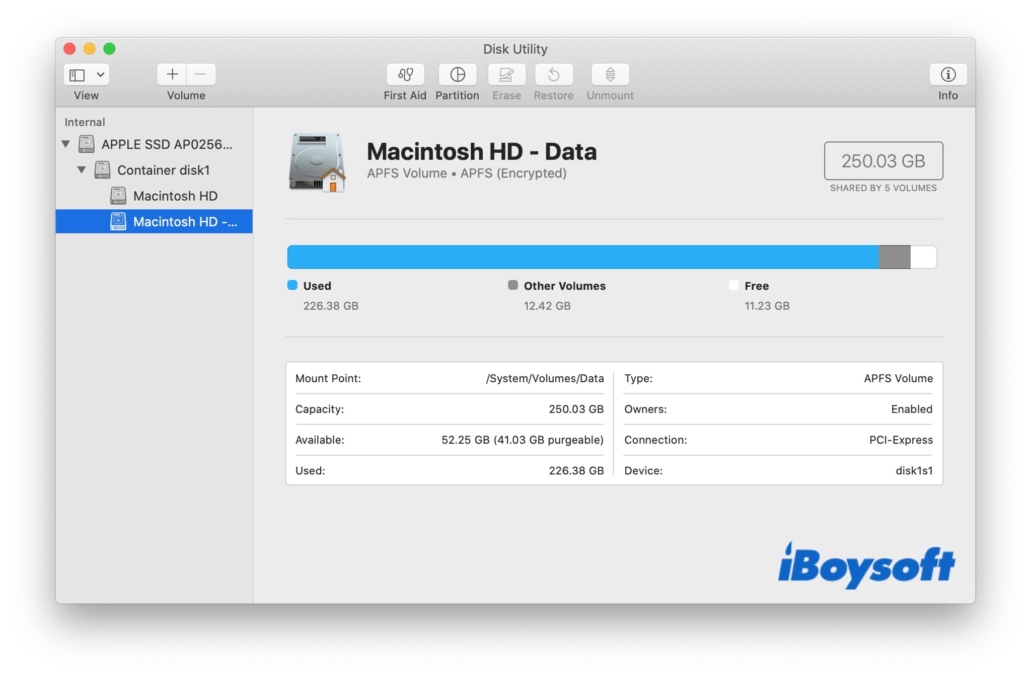 interface of Disk Utility