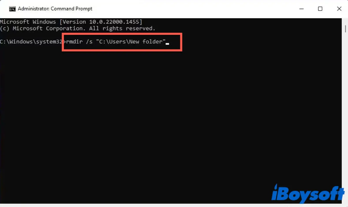 Use Command Prompt to delete folders