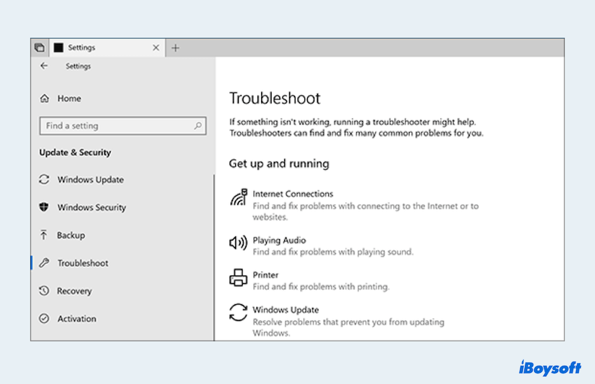 Windowsトラブルシュートの実行