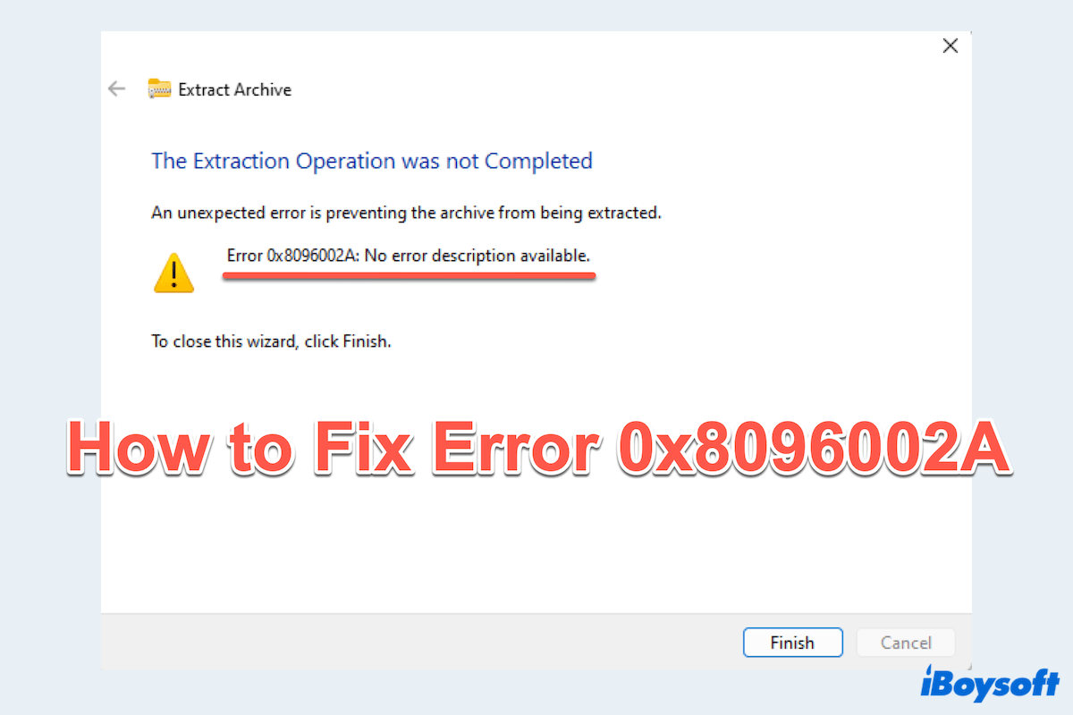 Cómo solucionar el Error 0x8096002A