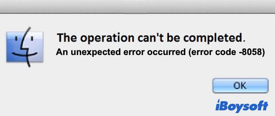 Error code 8058 on Mac