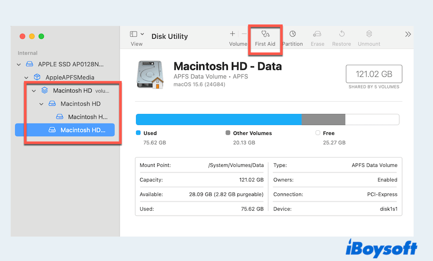 Disk Yardımcısı İlk Yardımı kullanın