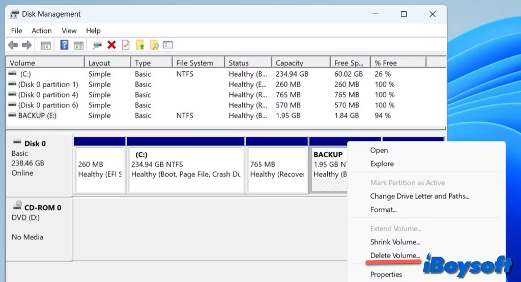 delete a partition