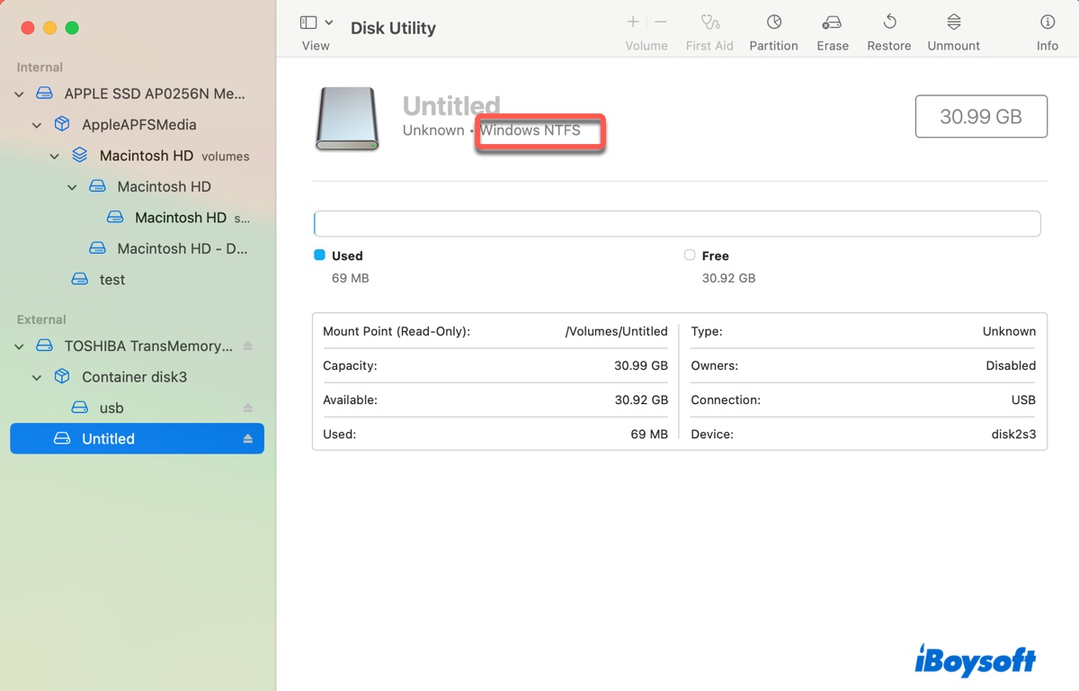 Check file system in Disk Utility