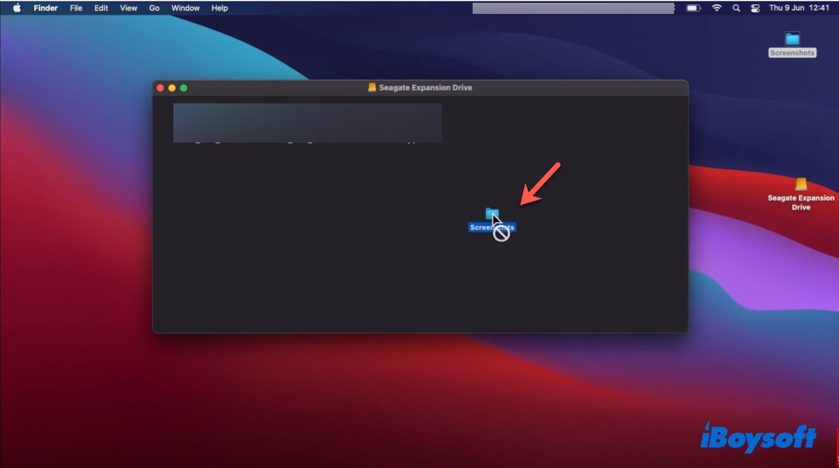 Disco duro externo no permite la transferencia de archivos en Mac con el signo de prohibido
