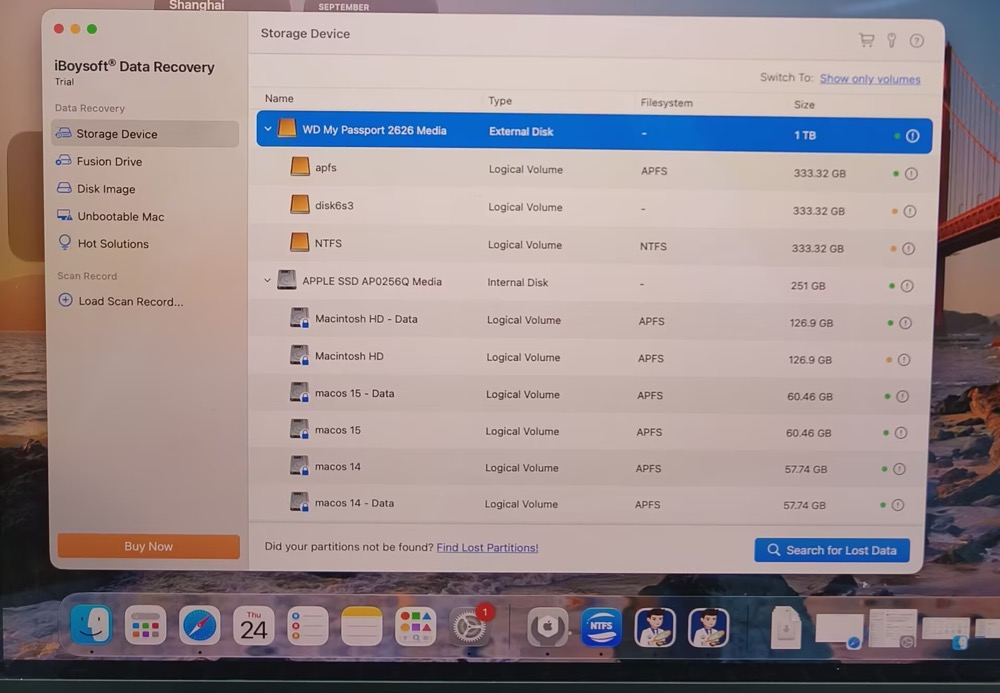 Choose external drive
