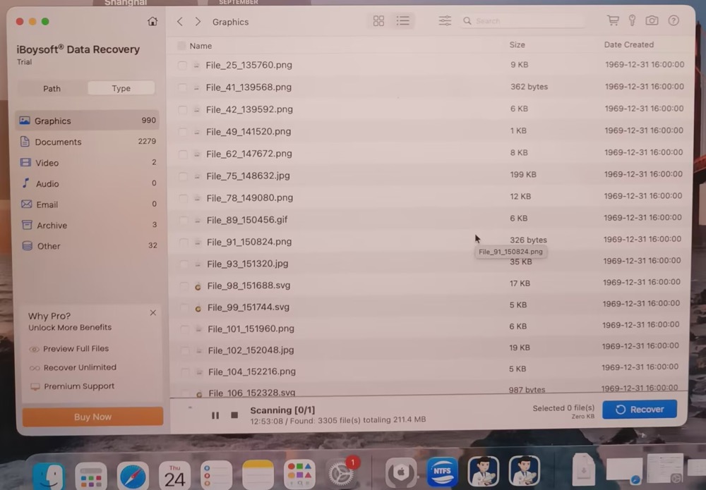 Scanning the external drive