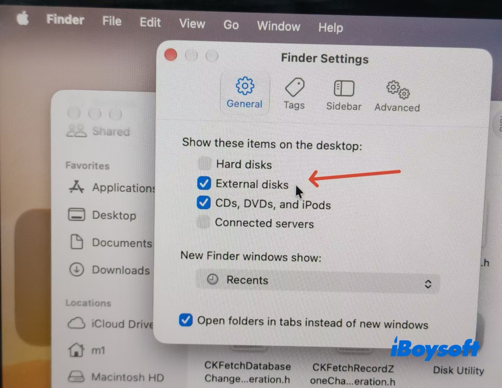 Finder setting General