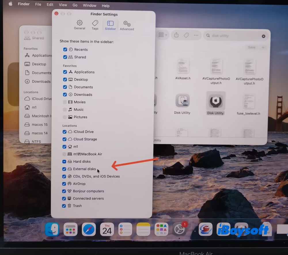 Finder settings sidebar