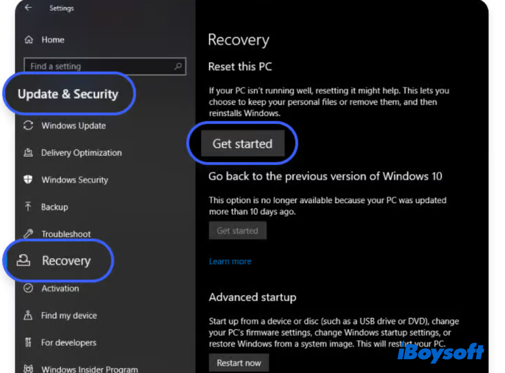 setting app windows 10