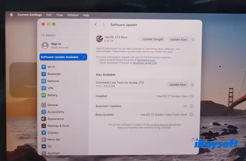 Update to the latest macOS 27