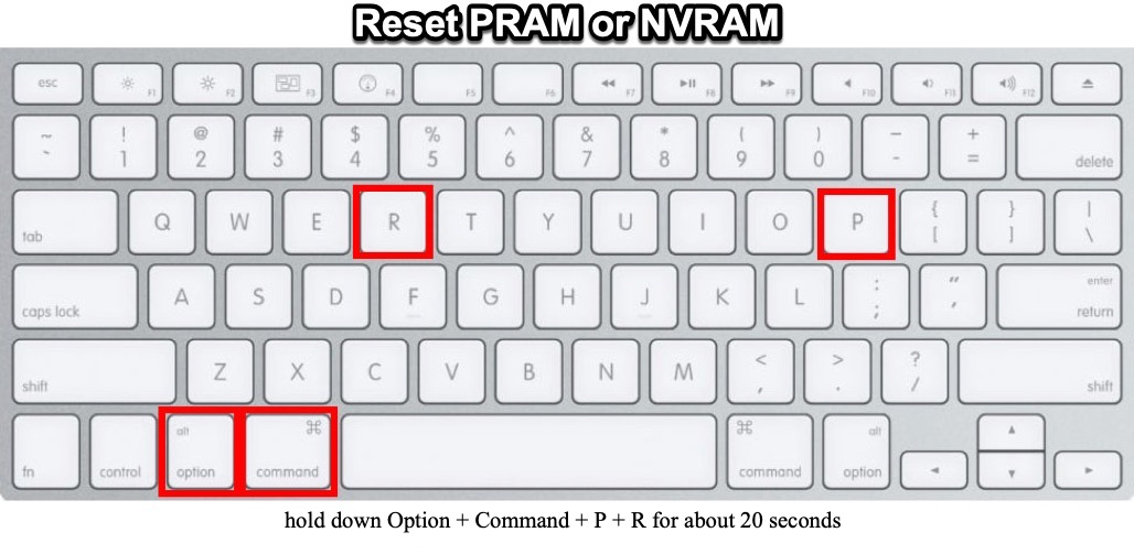 keyboard combinations to reset PRAM or NVRAM