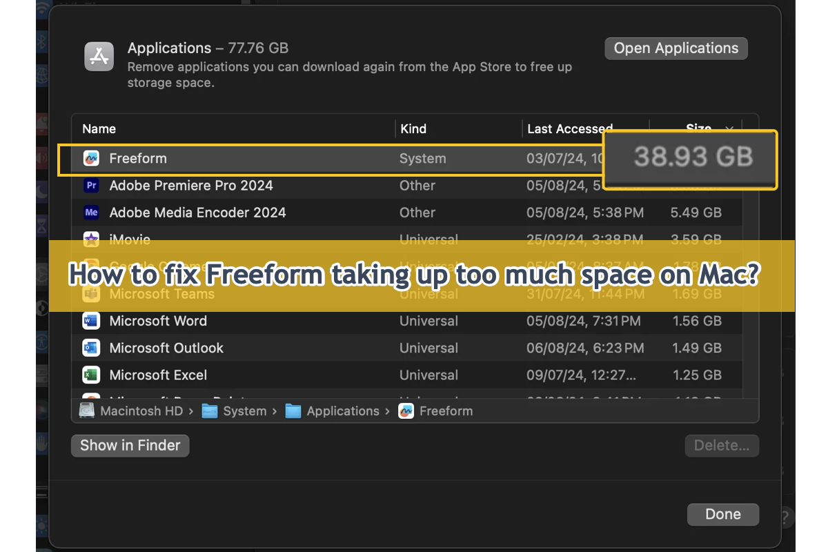 how to fix Freeform taking too much space on your Mac