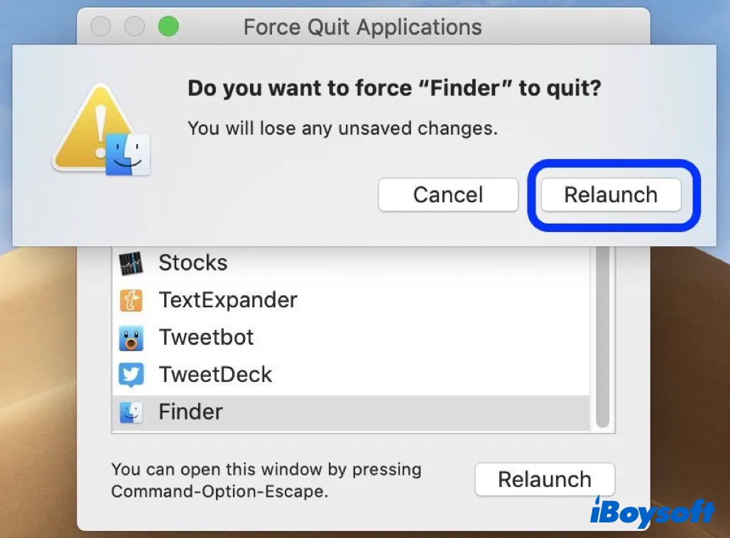 force quit Finder that stops Mac from restarting