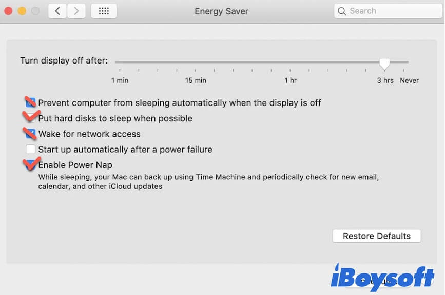 reset sleep related settings on Mac
