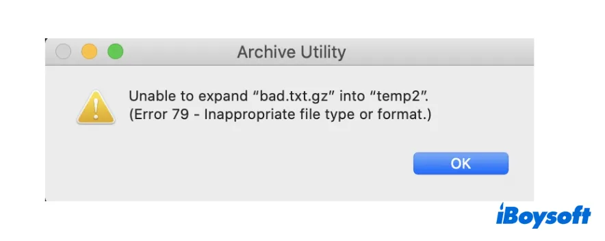 unable to expand zip on Mac error 79
