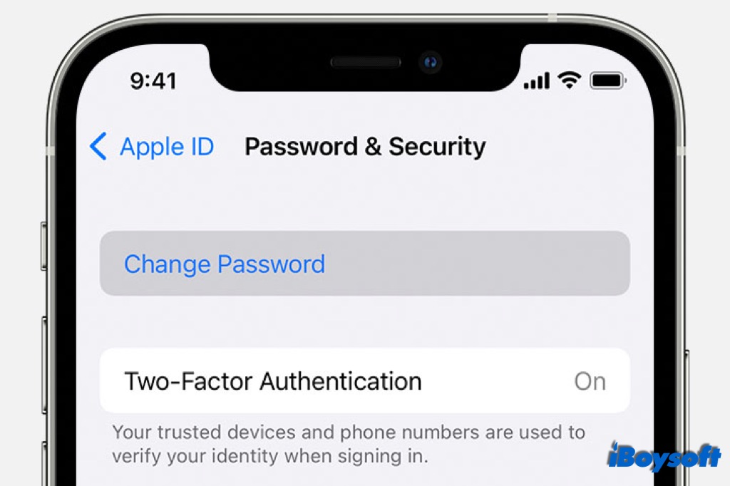 change password in iOS Settings 