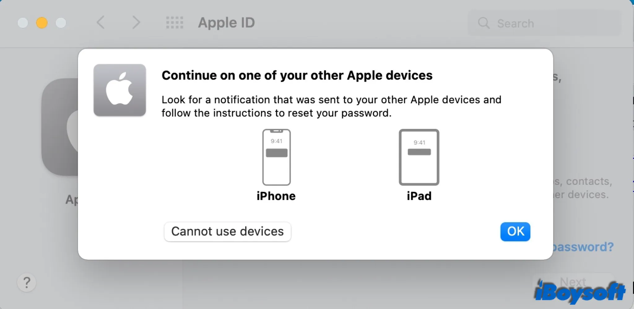 reset Apple ID password on Mac