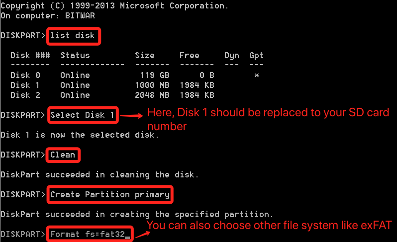 format sd card melalui cmd