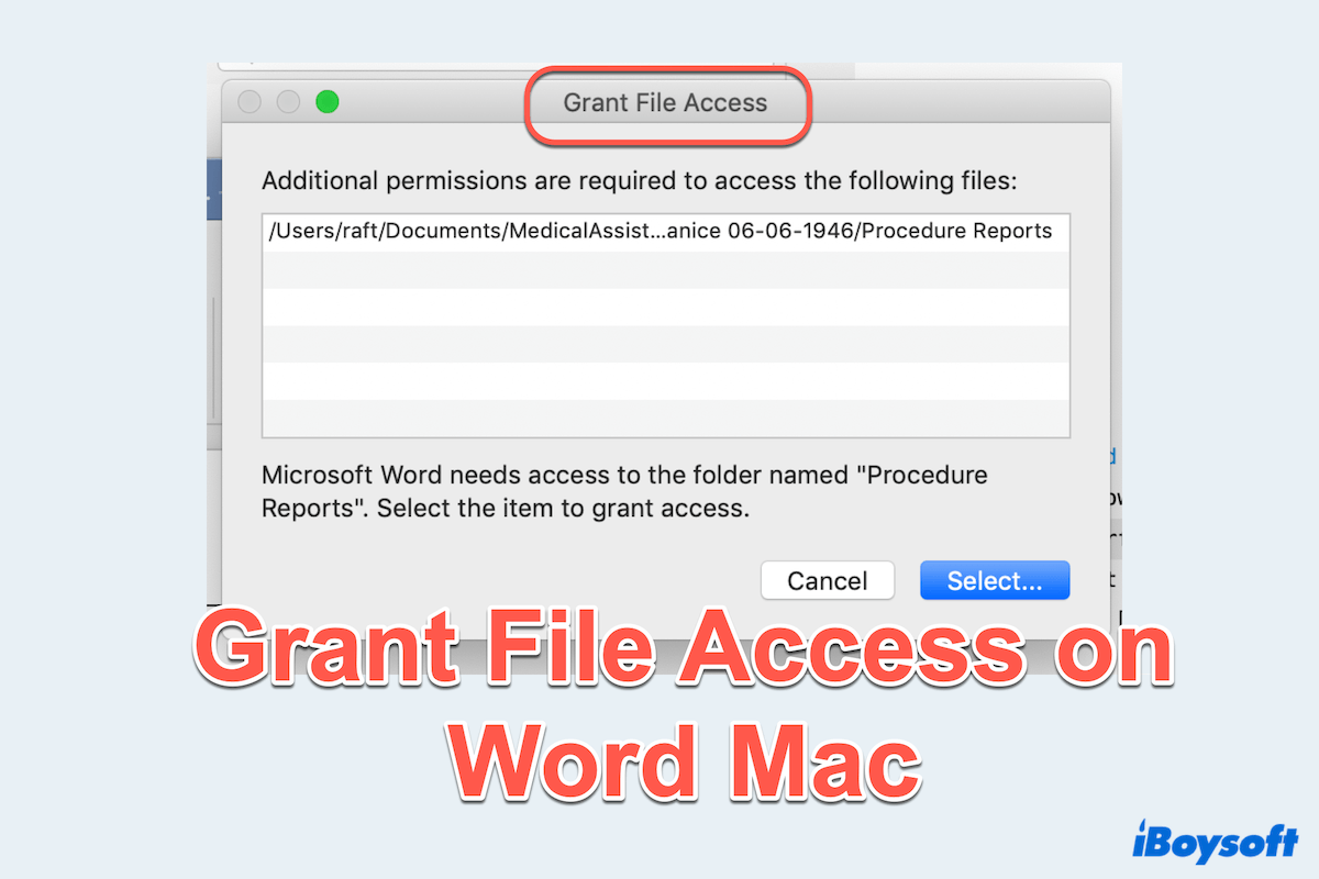 Grant File Access on Word Mac