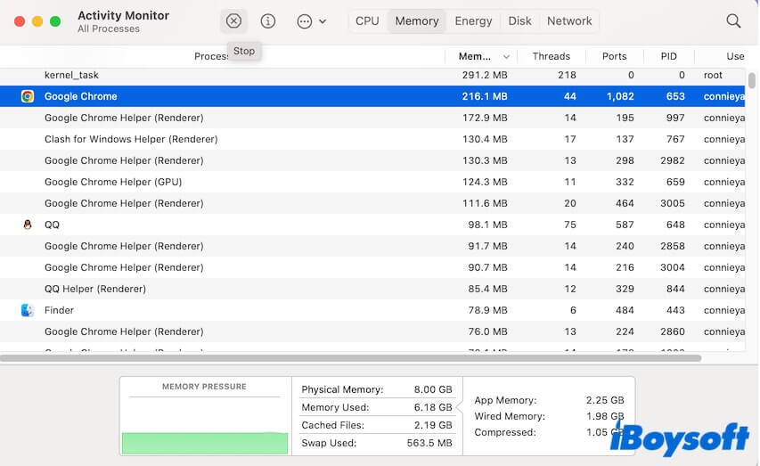 encerrar processos no Monitor de Atividade no Mac