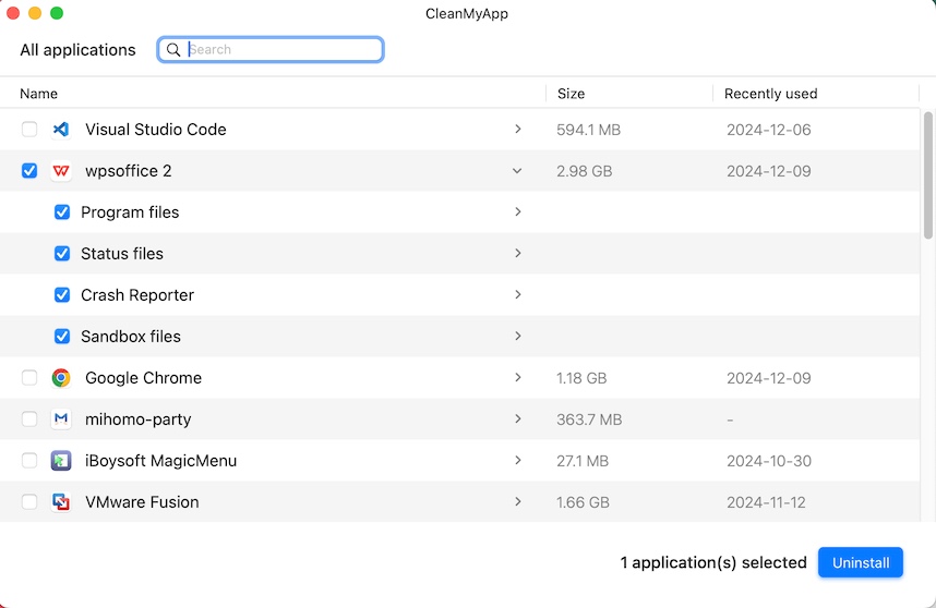 sélectionnez vos applications indésirables sur Mac