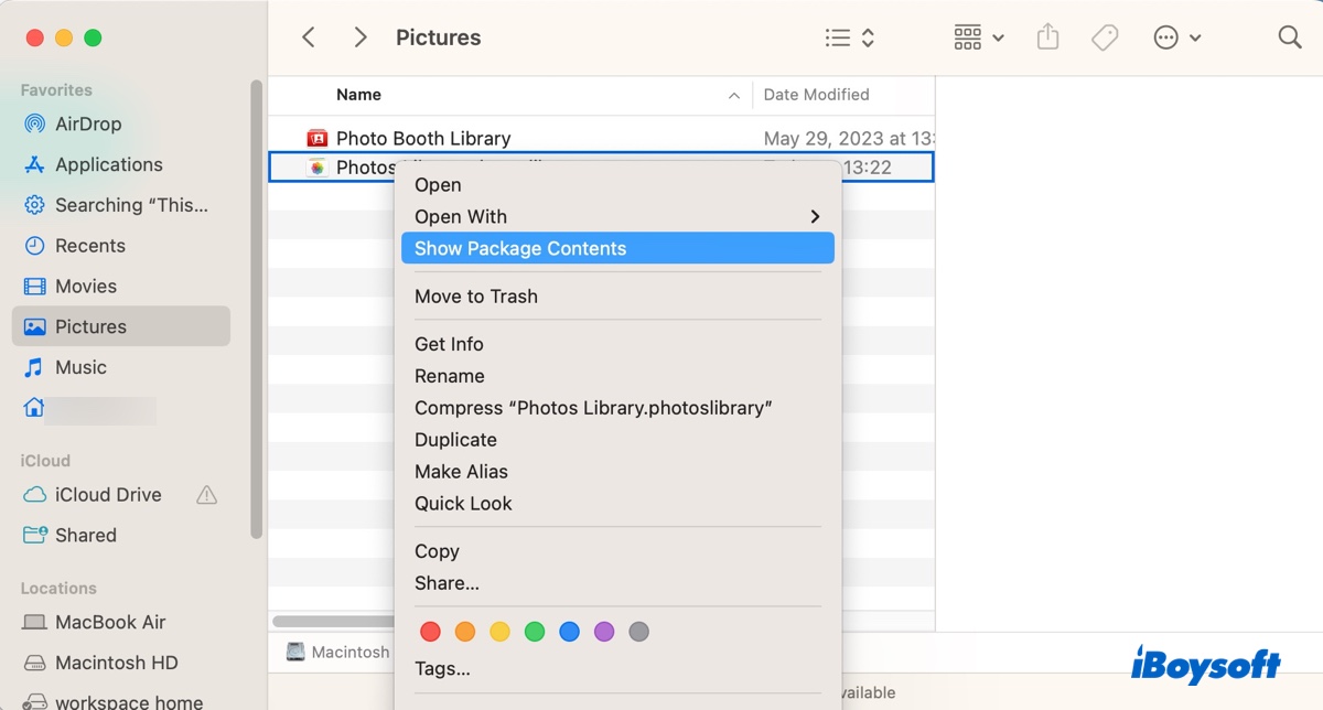 Ouvrir la bibliothèque Photos sur Mac