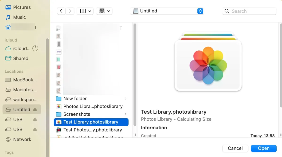 Set default photos library on Mac