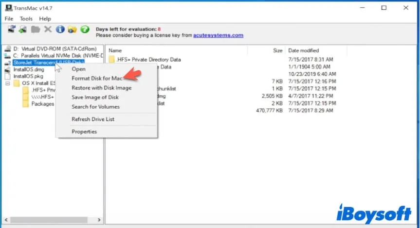 TransMac format disk for Mac