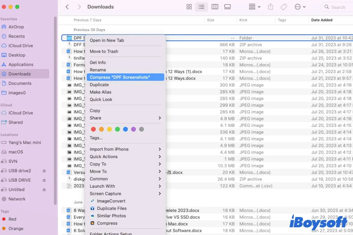 Comment compresser un fichier ou un dossier sur Mac