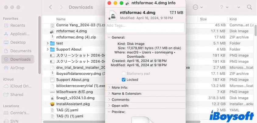 unlock the locked file on Mac